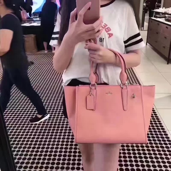 COACH 33995 CROSBY CROSSGRAIN LEATHER CARRYALL BAG SATCHEL PURSE Pink NEW - Picture 12 of 12